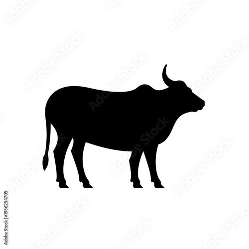 Black Silhouette of a Bull or Cow.