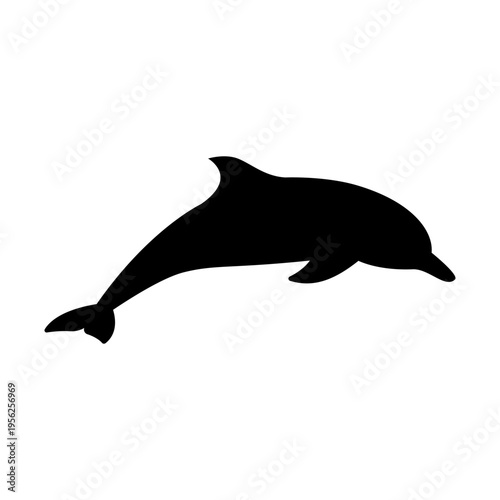 Black Silhouette of a Dolphin.