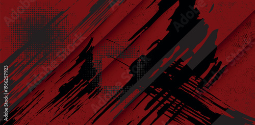 Red black grunge brush stroke abstract background sharp dynamic texture