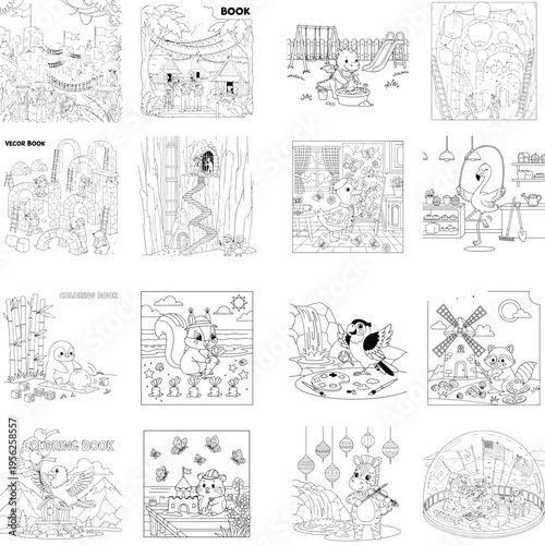 Detailed illustration of ancient egyptian hieroglyphs and symbols with line art