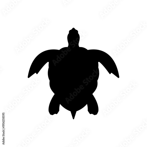 Black Silhouette of a Sea Turtle.