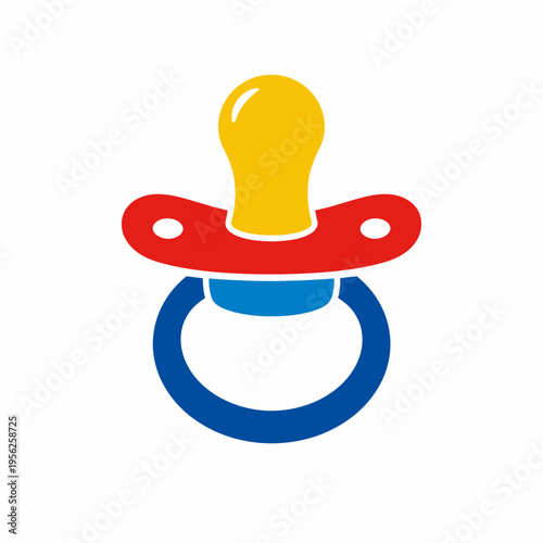 Vibrant pacifier with red shield and blue handle for baby comfort