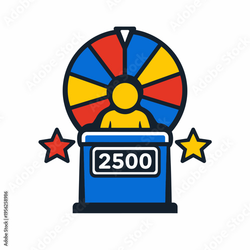 Colorful wheel prize spin game with 2500 reward and starburst excitement