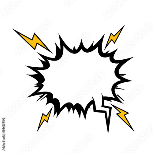 Explosion Speech Bubble with Lightning Bolts - Comic Book Style