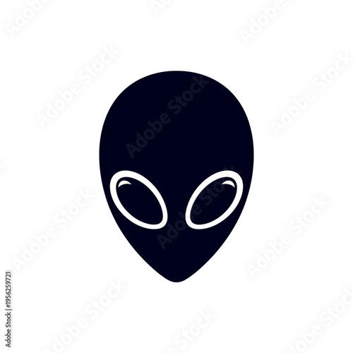Alien Head Silhouette Icon - Extraterrestrial Face Symbol