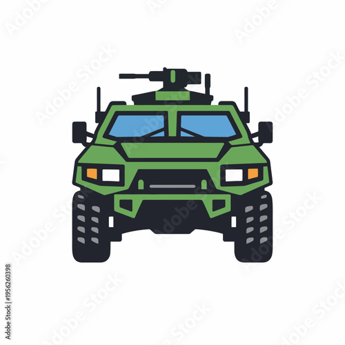 Military green armored vehicle with gun turret on top for defense and combat operations in rugged terrain conditions