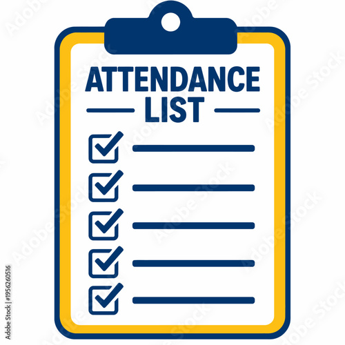 Attendance list on a clipboard with green checkmarks
