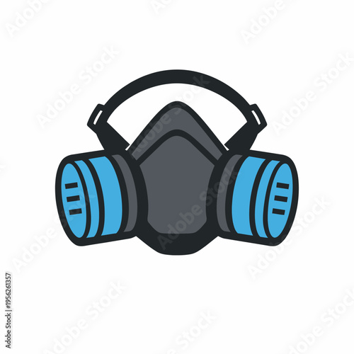 Protective gas mask with blue filters for safety and respiratory protection