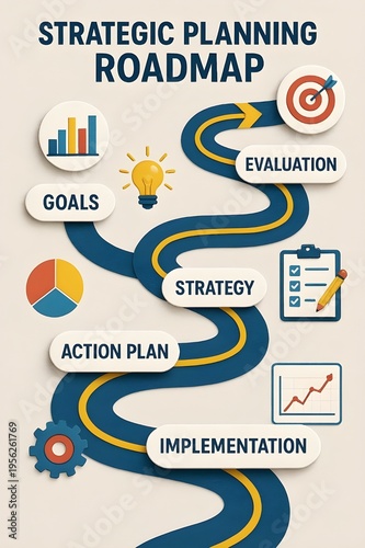 Strategic Planning Roadmap Path for Business Goals Strategy Action Plan Implementation and Evaluation Success Journey
