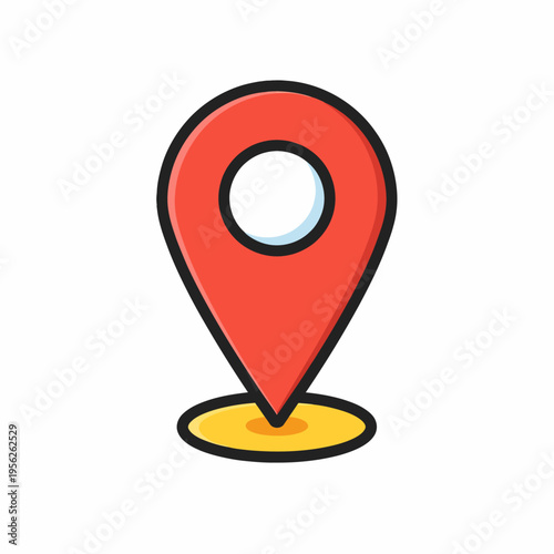 Free Download A red map pin icon on a yellow base, symbolizing location and navigation on a white background - GFXLoad