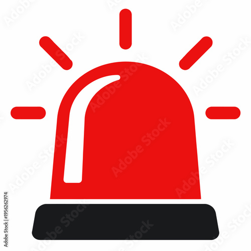 Emergency siren light icon, red alert signal, warning symbol, caution light, emergency vehicle beacon, alarm illustration