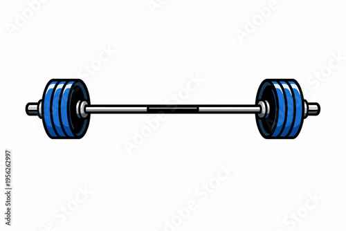A blue and silver dumbbell on a white background, perfect for fitness and workout concepts, symbolizing strength and exercise