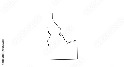 Black outline map of the state of Idaho in the United States showing its geographical borders on a clean white background.