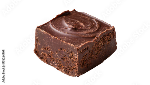 Fotografie Isolated dark chocolate fudge cube with delicious texture, sweet dessert, gourme