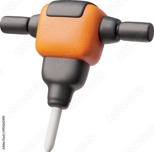 Rudder detail, steering from scooter or construction cart or wheelbarrow 3D cartoon plastic style vector icon, handlebar