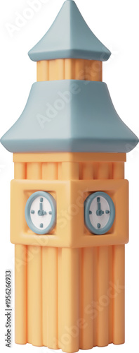 Big Ben clock tower in London, world attraction of the United Kingdom 3D plastic style vector icon, tourist attraction