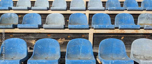 A panoramic (1:2,35) photo of the worn plastic seats.