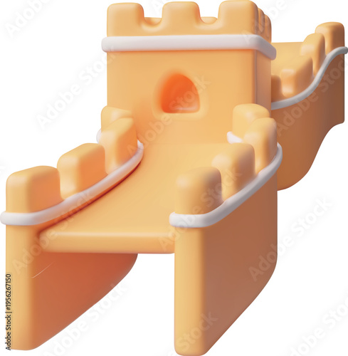 The Chinese Wall, Great Wall of China historical northern borders, vector 3D plastic style world attraction, landmark