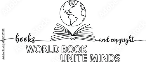 World Book Unite Minds Open Book Globe and Text Keywords: book, world, globe, earth, open