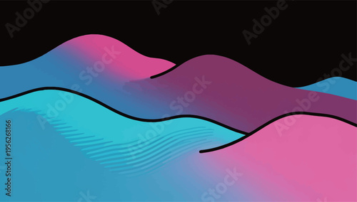 Bright colors blend in waves on a dark background showing movement and energy in an abstract setting