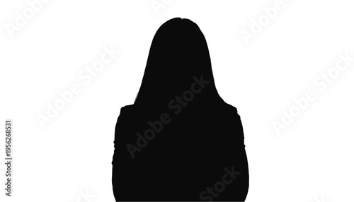 Silhouette of a woman with long straight hair presents a clean profile outline ideal for placeholder visuals.