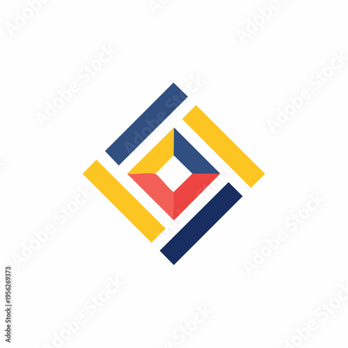 Free Download Geometric Abstract Square Logo Design with Four Colors - GFXLoad