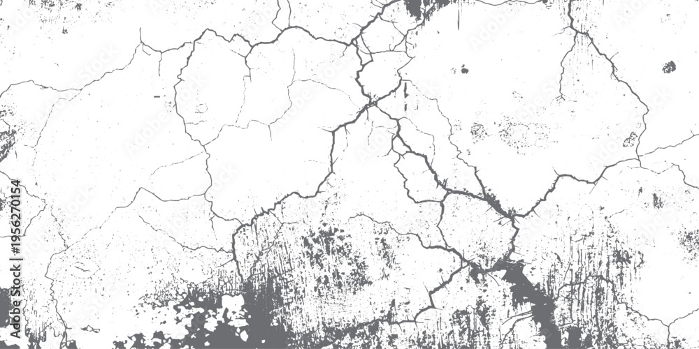 Obraz premium Grey Grunge Texture Background with Cracked Wall Pattern and Dark Stains Distressed Surface Featuring Peeling Paint, Scratches, and Urban Decay Elements.