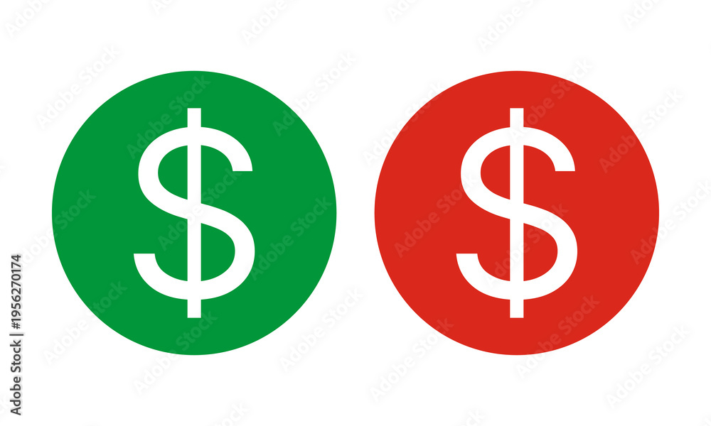 Fototapeta premium Green Red US Dollar Circle Icons