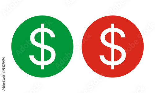 Green Red US Dollar Circle Icons