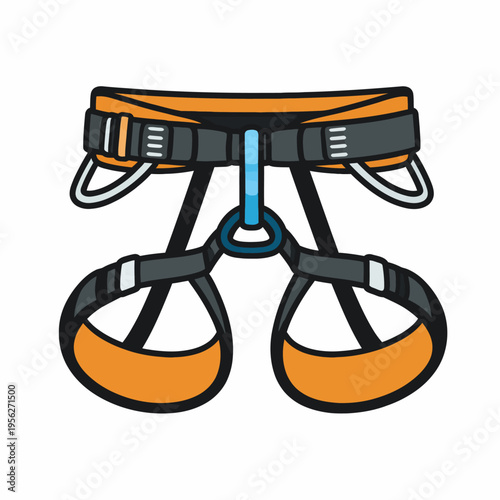 Climbing harness with leg loops and waist belt for rock climbing safety equipment