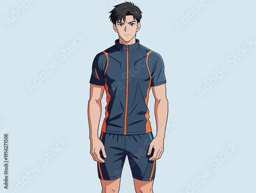 Young athlete stands in sports gear ready for training in a bright, simple setting