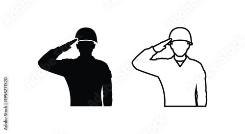 Saluting Soldier Icons Vector Set