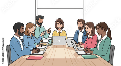 Diverse Professionals Collaborating in Sunlit Office