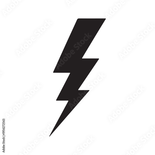 Black lightning bolt silhouette vector illustration on white background