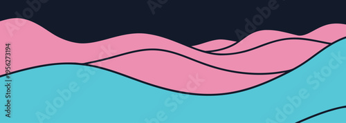 Waves of color blend together in a digital design showcasing curvy shapes in soft shades