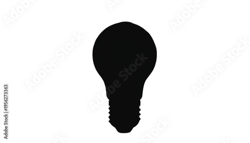 Black silhouette of a standard incandescent light bulb shown vertically against a white background.