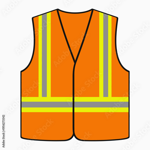High Visibility Orange Safety Vest with Reflective Strips for Construction and Road Work