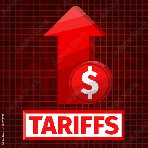 Increasing import tariffs. Concept of tariff increases, economics, and trade. Flat dark style.