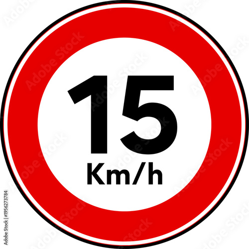 Speed Limit 15 kmh Traffic Sign Vector