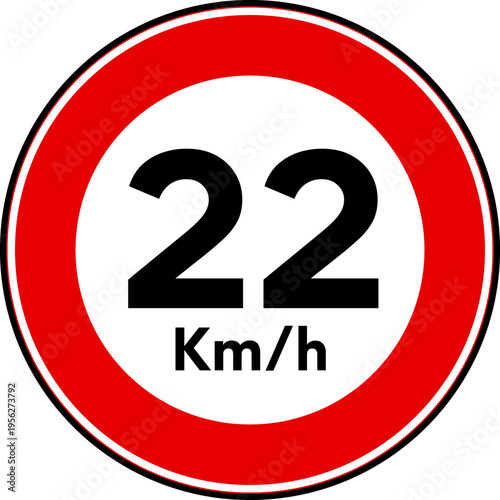 Speed Limit 22 kmh Traffic Sign Vector
