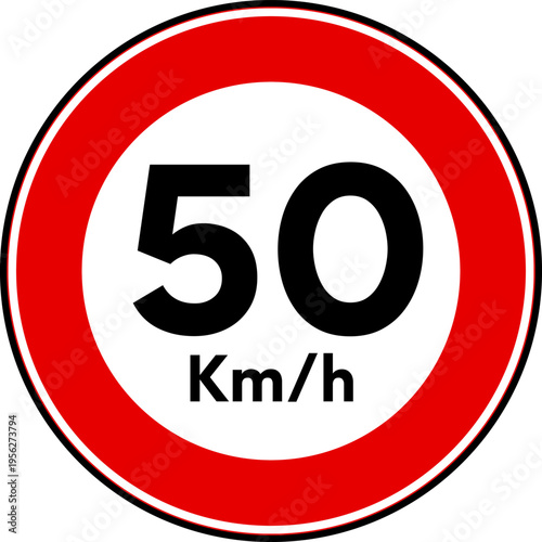 Speed Limit 50 kmh Traffic Sign Vector