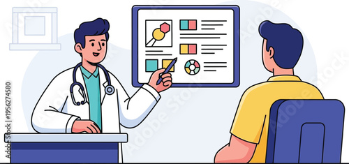 Doctor Explaining Medical Data to Patient on Screen