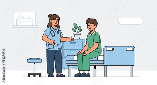 Healthcare worker consulting with patient in clinic