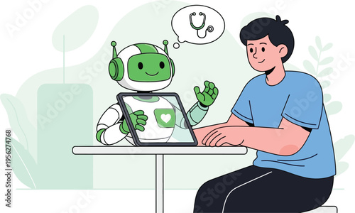 Doctor robot assisting patient in virtual consultation