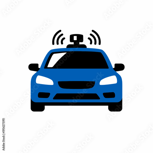 Autonomous vehicle with sensor technology for self-driving cars and advanced driver assistance systems on white background.