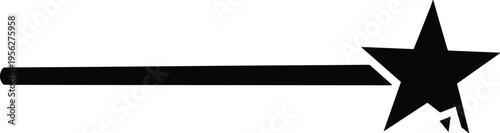 Solid Black Silhouette Vector Illustration of a Magic Wand with a Star Tip, Symbolizing Magic, Fantasy, Dreams, and Achievement.