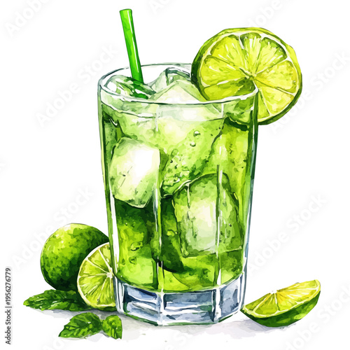 watercolor painting of Agua Fresca, isolated on a white background.
