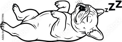 A French Bulldog is deep in sleep.