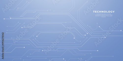 white circuit board design with electronic chip components and data lines creating futuristic tech pattern on dark digital background. Digital technology