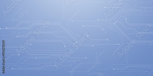 white circuit board design with electronic chip components and data lines creating futuristic tech pattern on dark digital background. Digital technology